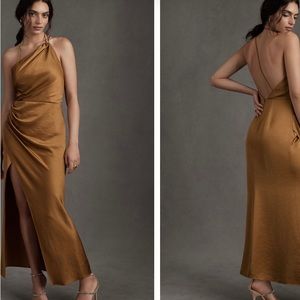 Significant Other Satin Gracie Dress in Gold